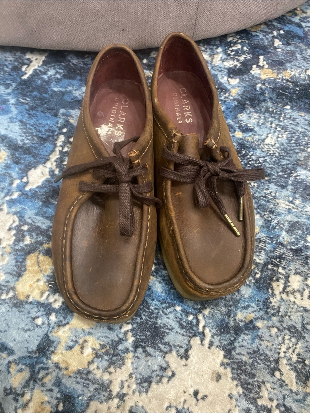 Clarks Womens Brown Leather Boat Shoes with Lace Up Detail